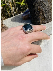 Bague argent sale obsidienne