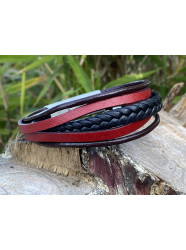 Bracelet " Cuir&RougeetNoir "